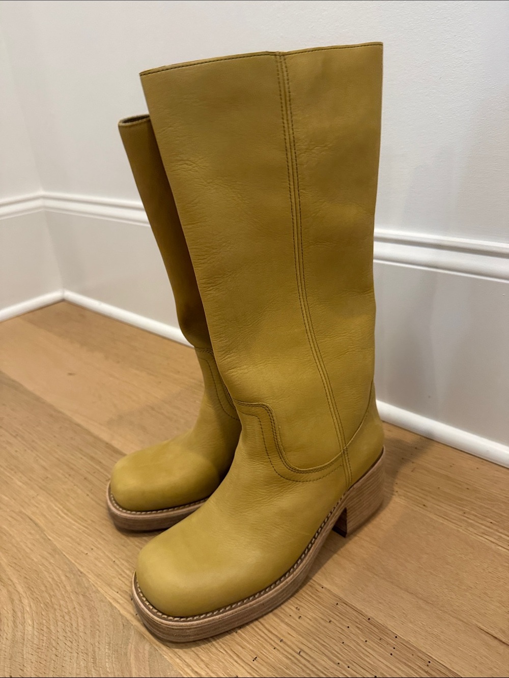 Jeffrey Campbell Tall Mustard Yellow Leather Boots